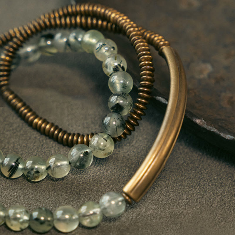 Purple Phantom Red Hematoid Quartz Green Rutilated Quartz Copper Love Forgive Bracelet