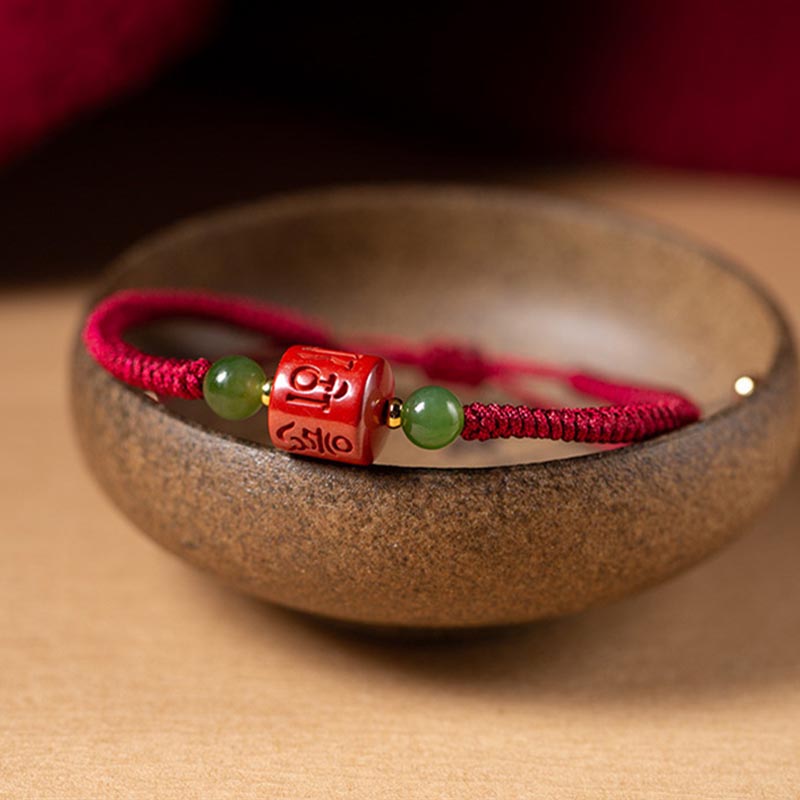 Braided Cinnabar Om Mani Padme Hum Mantra Red String Bracelet