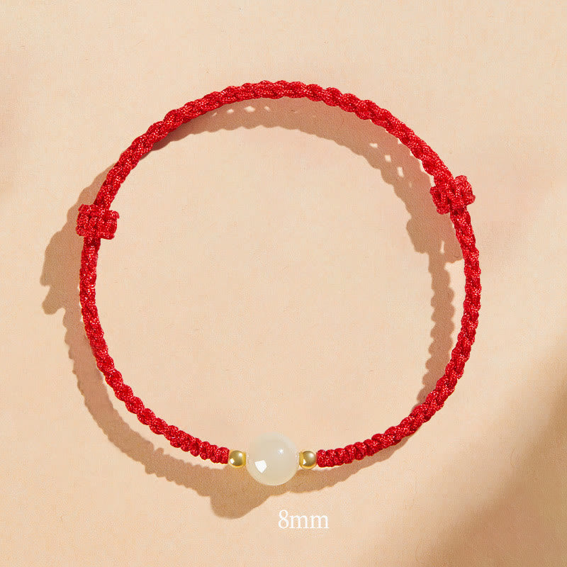Handcrafted Round Jade Lucky Bead Prosperity Braided Bracelet