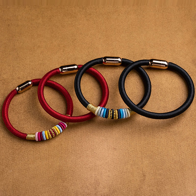 Hand-Braided Tibetan Vajra Knot Red String Bracelet with Magnetic Buckle