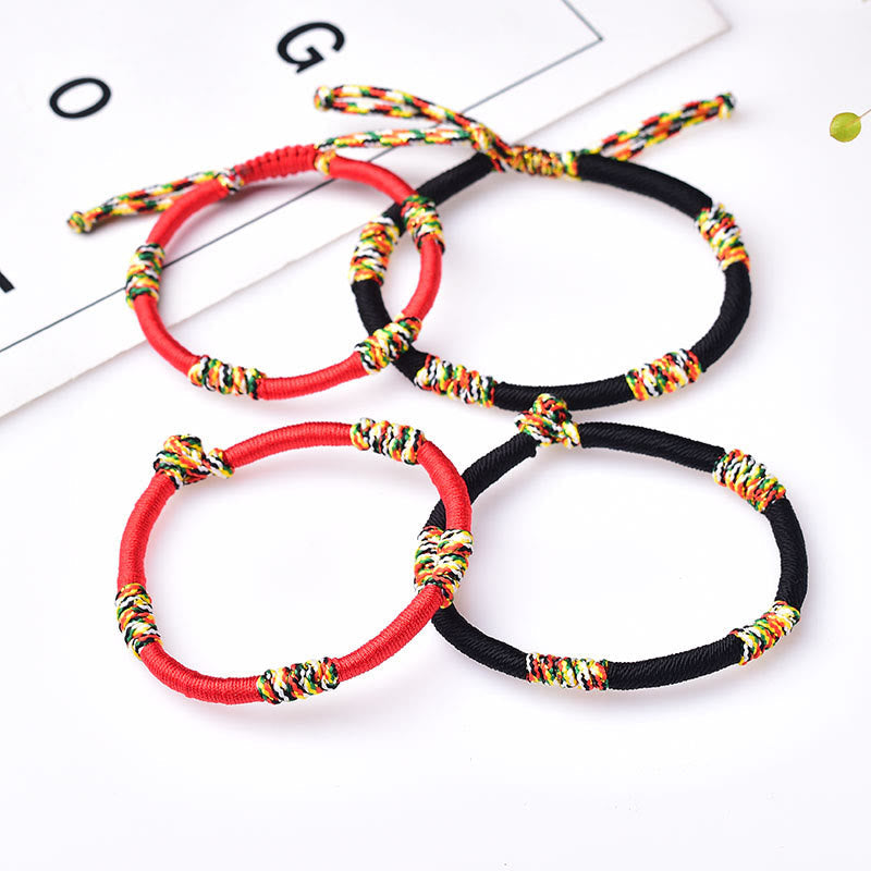 Tibetan Handmade Braided Vajra Knot Red String Bracelet