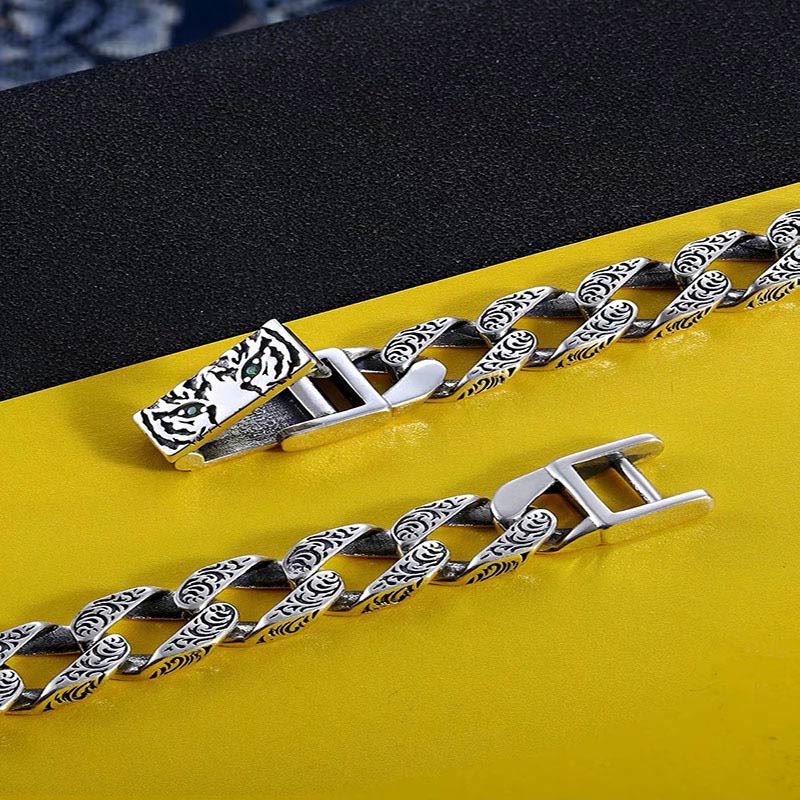 Tiger Tang Dynasty Flower Design Copper Luck Chain Bracelet