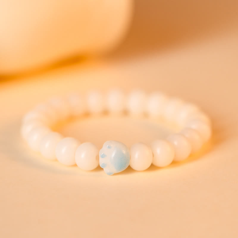 Natural Bodhi Seed Lovely Paw Lucky Cat Paw Peace Bracelet