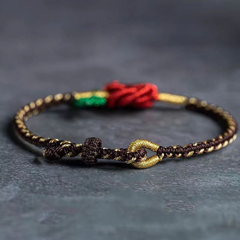 Rose Flower Rope Eight Thread Peace Knot Luck Handmade Bracelet