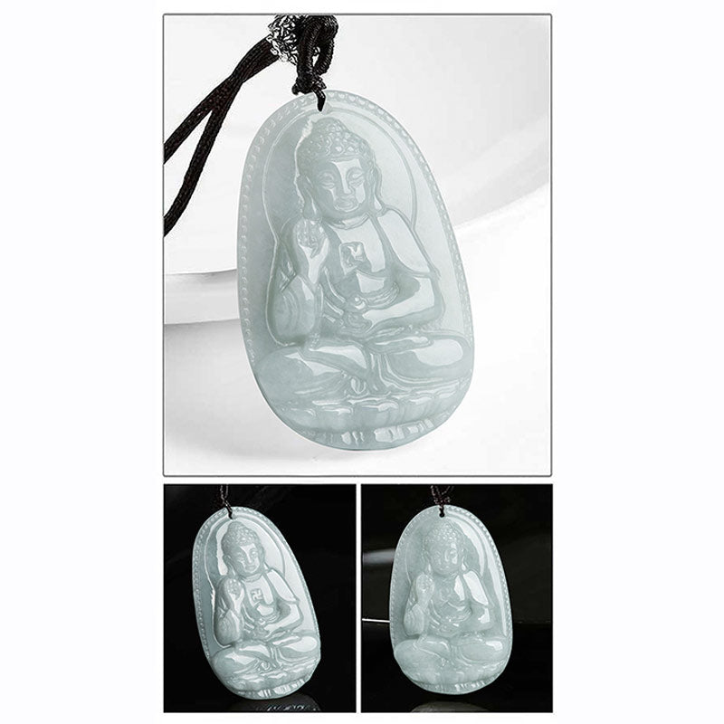 Chinese Zodiac Natal Buddha Jade Wealth Prosperity Necklace Pendant