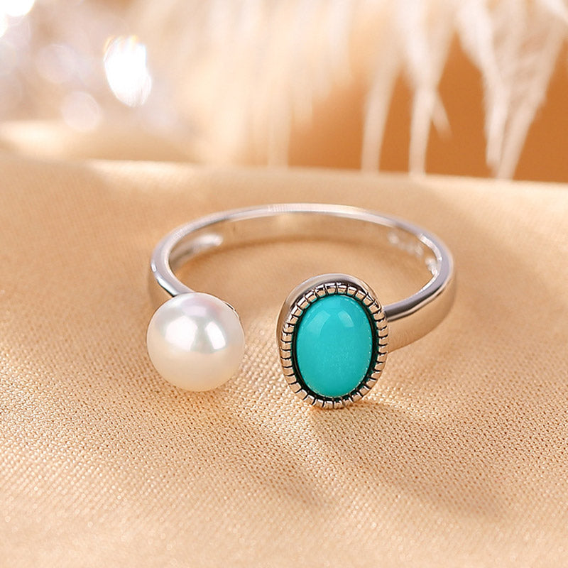 925 Sterling Silver Pearl Turquoise Healing Wisdom Necklace Pendant Ring Earrings