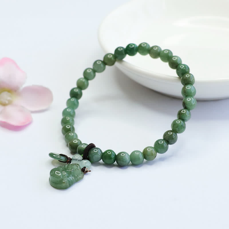 Laughing Buddha Cyan Jade Healing Bracelet