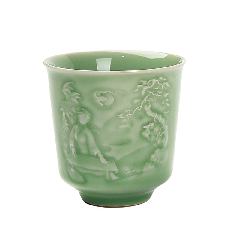 Trees Pavilion Mountains Rivers Pine Ceramic Teacup Kung Fu Tea Cup