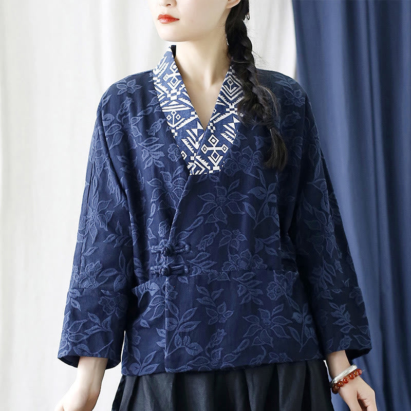 Cotton Jacquard V-Neck Mindful Meditation Jacket