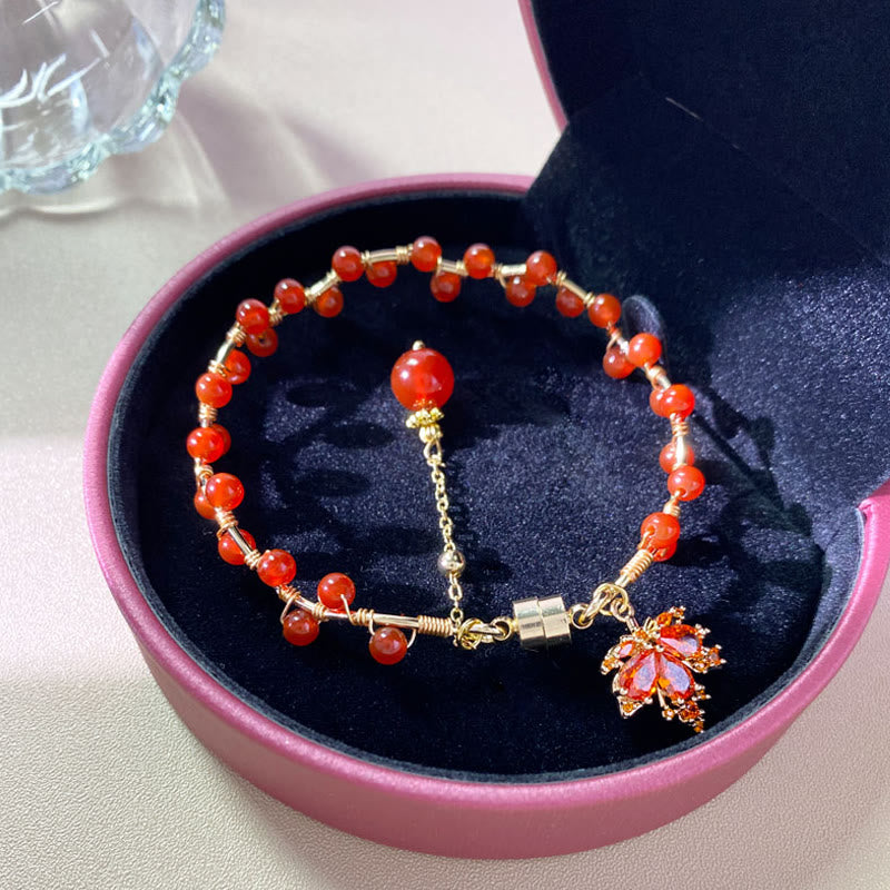 Red Maple Leaf Luck Charm Bracelet