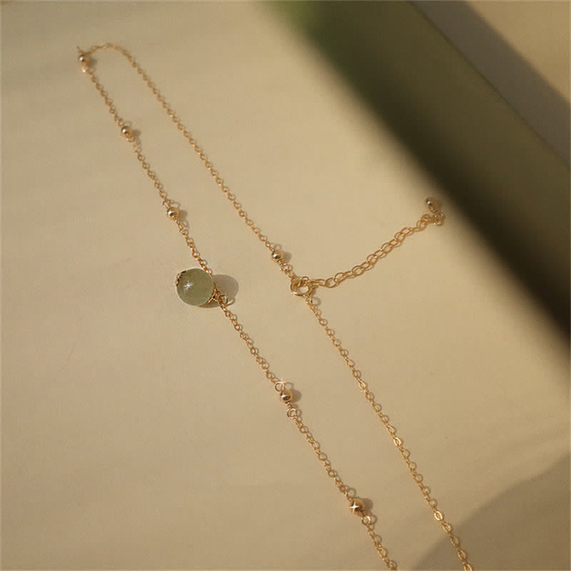 14k Gold Plated Hetian Jade Luck Beaded Necklace Pendant (Extra 35% Off | USE CODE: FS35)