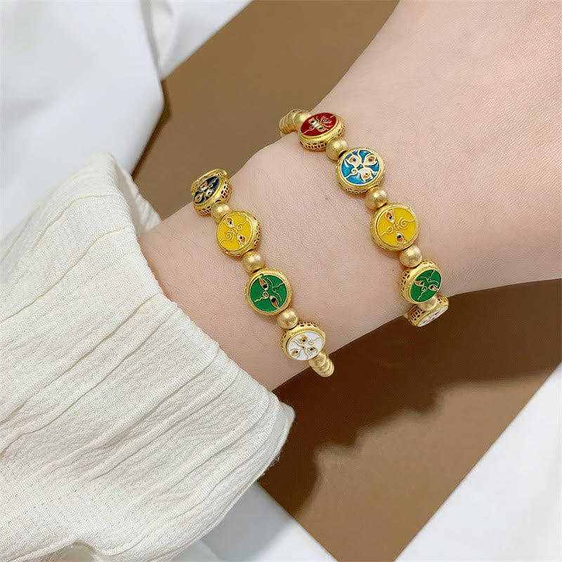 Tibetan Five Deities Gold & Copper Beaded Abundance Bracelet