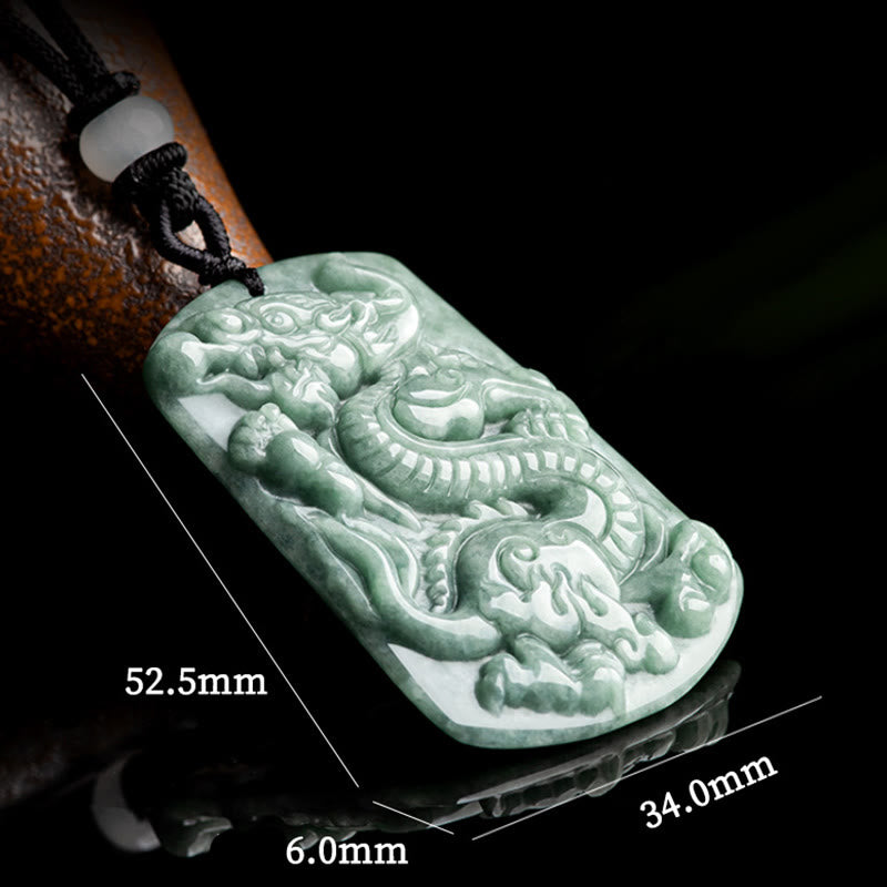 Year of the Dragon Chinese Zodiac Dragon Jade Success Amulet Necklace Pendant
