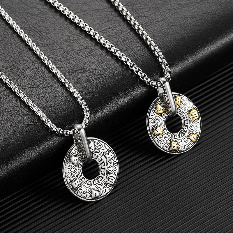 Tibetan Om Mani Padme Hum Peace Buckle Creativity Necklace Pendant