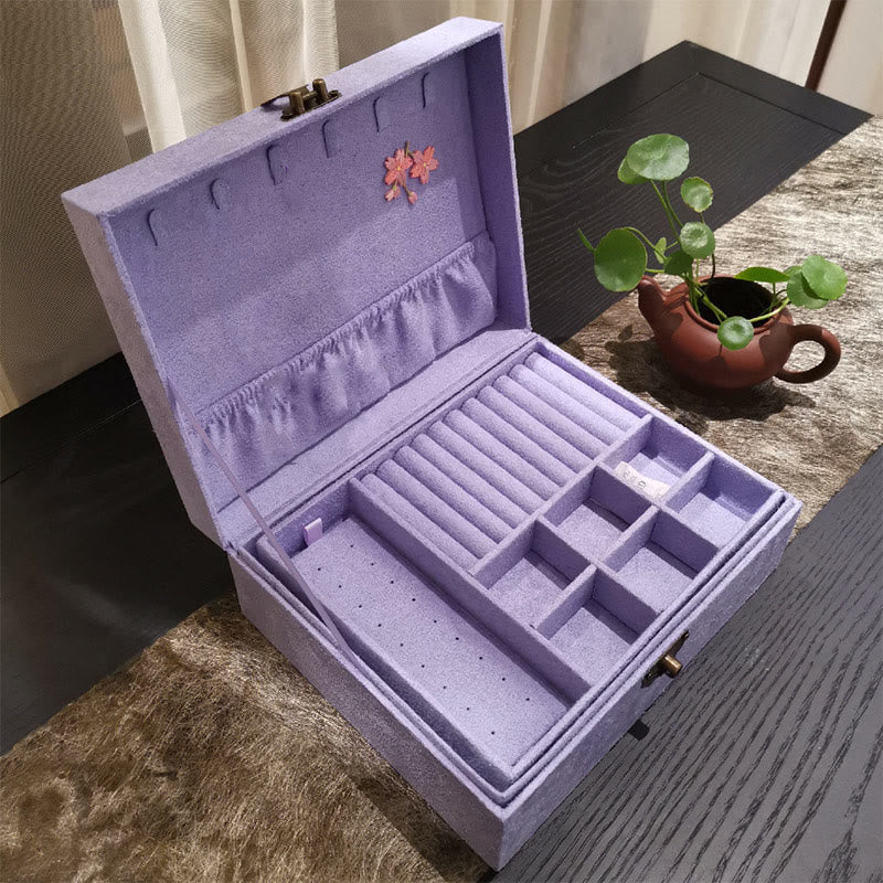 Purple Phoenix Jewelry Box Organizer Two-Layer Jewelry Storage Box Flannel Box