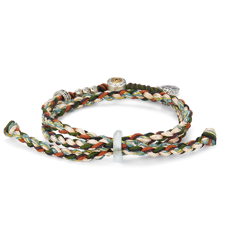 925 Sterling Silver Swastika Wheat Pattern Handmade Luck Bracelet