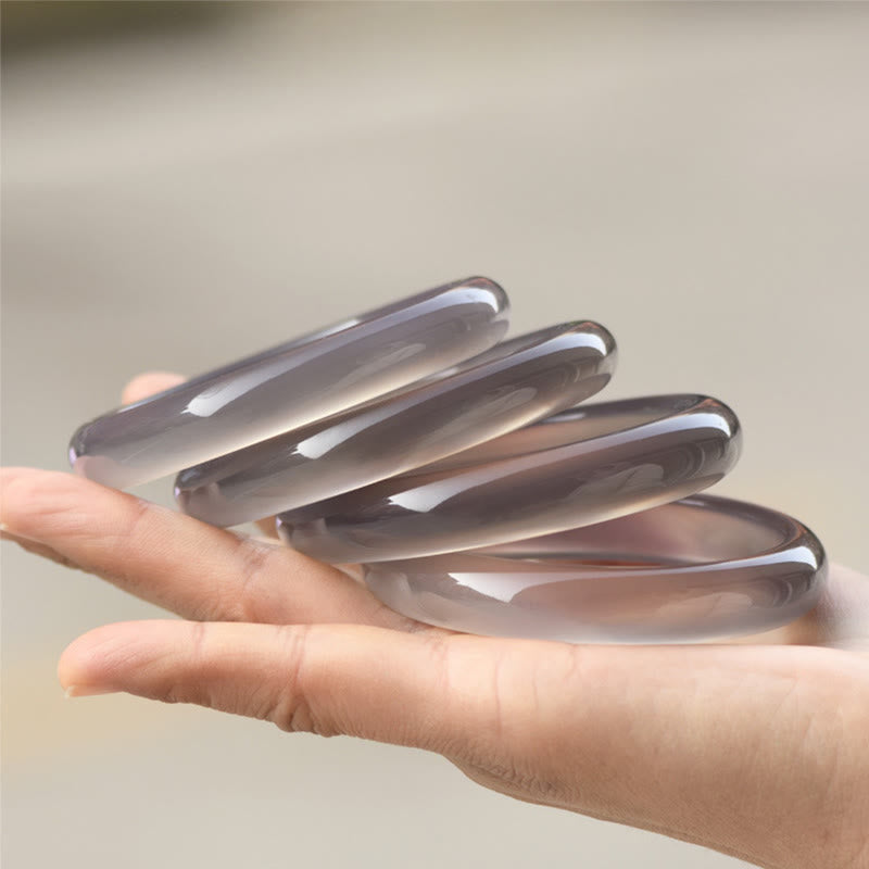 Natural Gray Chalcedony Harmony Bangle Bracelet