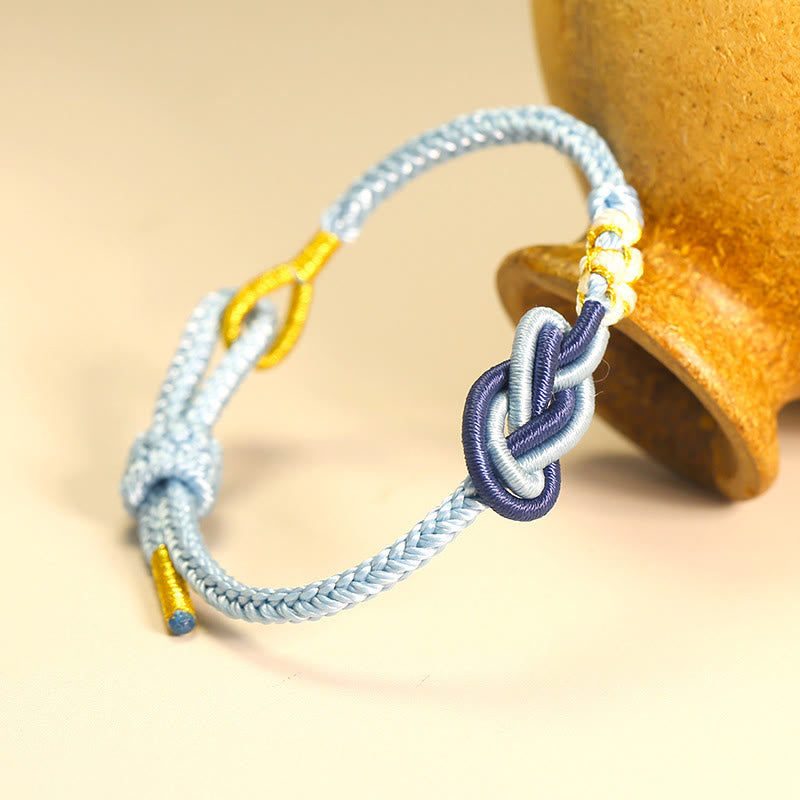Handcrafted Eight Thread Peace Knot Peach Blossom Knot Luck Connection Bracelet
