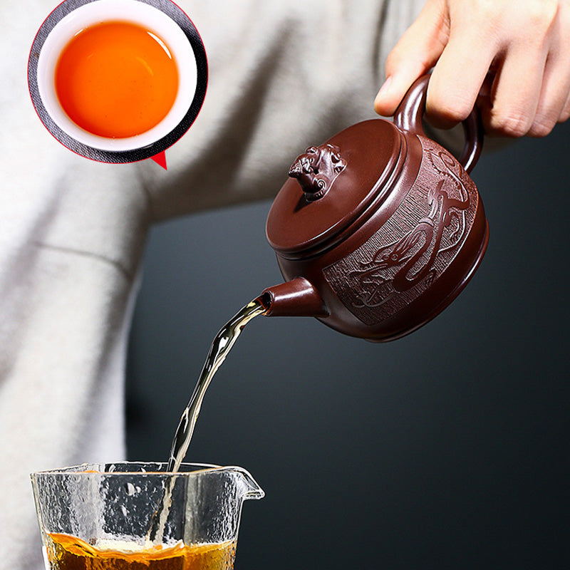 Yixing Handmade Brown Dragon Purple Clay Kung Fu Teapot 240ml