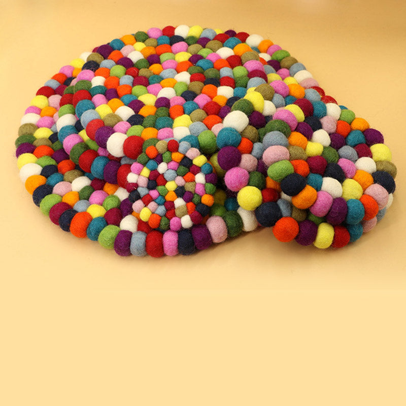 Tibetan Singing Bowl Handcraft Felted Wool Cushion Decoration