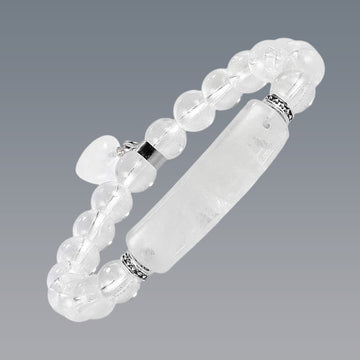 White Crystal Heart Focal Beaded Bracelet for Emotional Balance