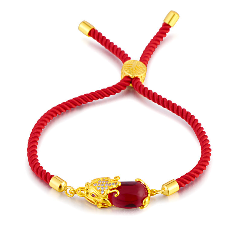 Wealth Attractor Red Agate Pixiu Red String Bracelet