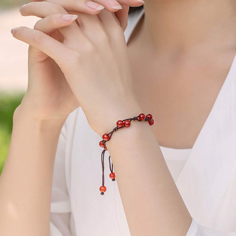 Handmade Natural Gemstone & Sandalwood Beaded String Bracelet