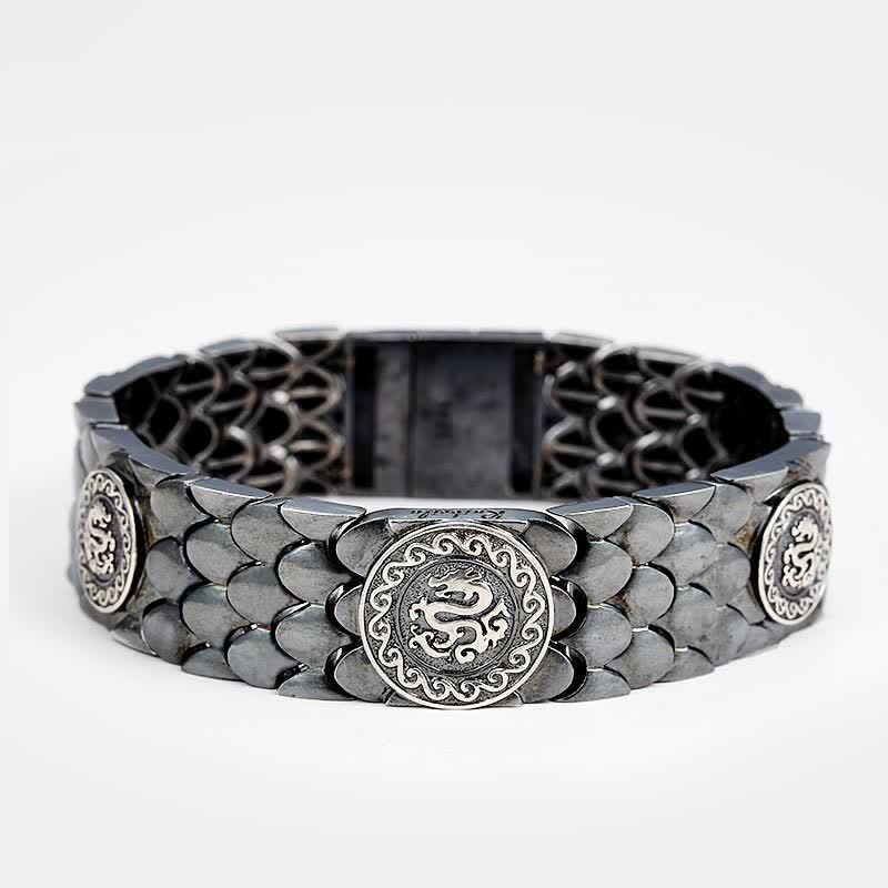 925 Sterling Silver Dragon Scales Textured Bangle Bracelet