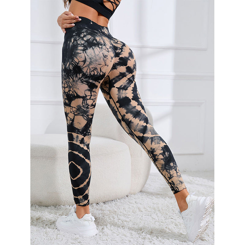 Tie Dye Print Pants Sports Fitness Yoga High Waist Leggings Women's Yoga Pants