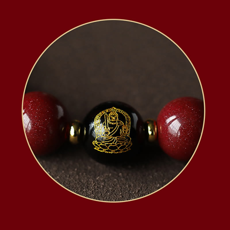925 Sterling Silver Chinese Zodiac Natal Buddha Cinnabar Om Mani Padme Hum Calm Bracelet