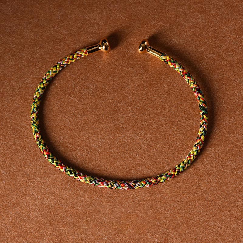Handmade Minimalist Braided Red String Bracelet with Gold and Copper Accents