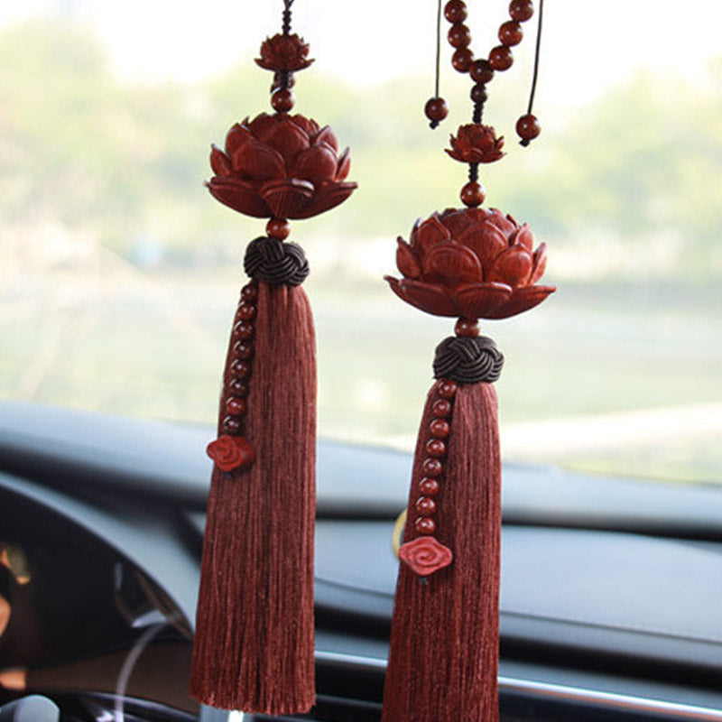 Tibetan Small Leaf Red Sandalwood Lotus Luck Protection Tassel Decoration (Extra 35% Off | USE CODE: FS35)