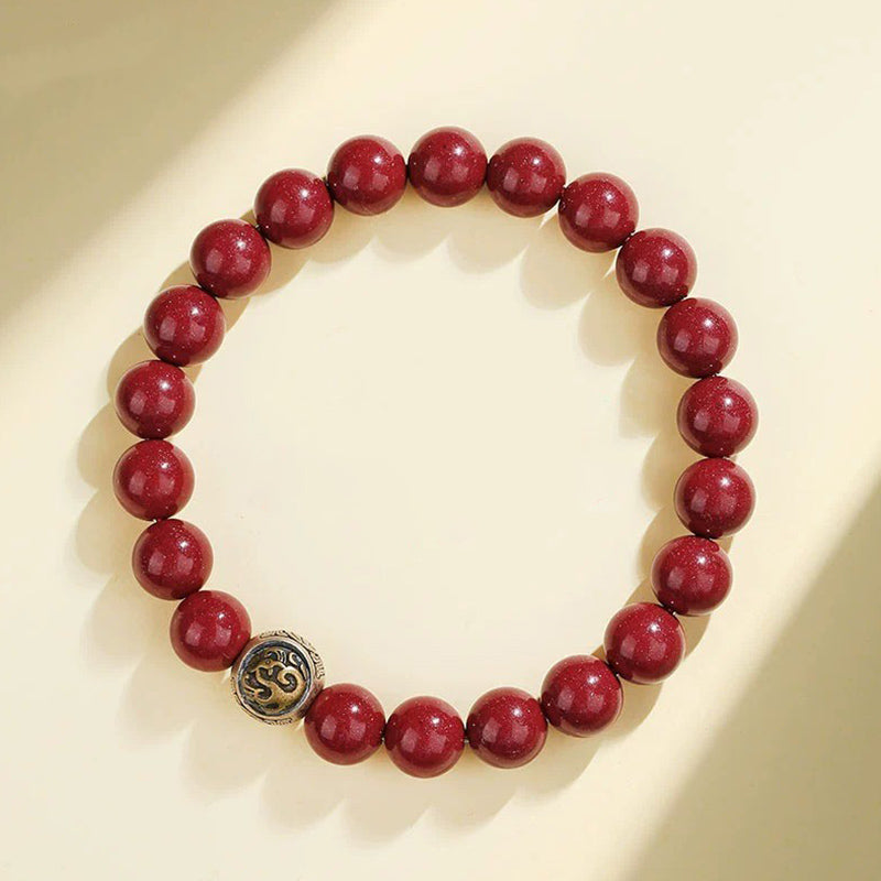 925 Sterling Silver Natural Cinnabar Four Beasts Blessing Bracelet