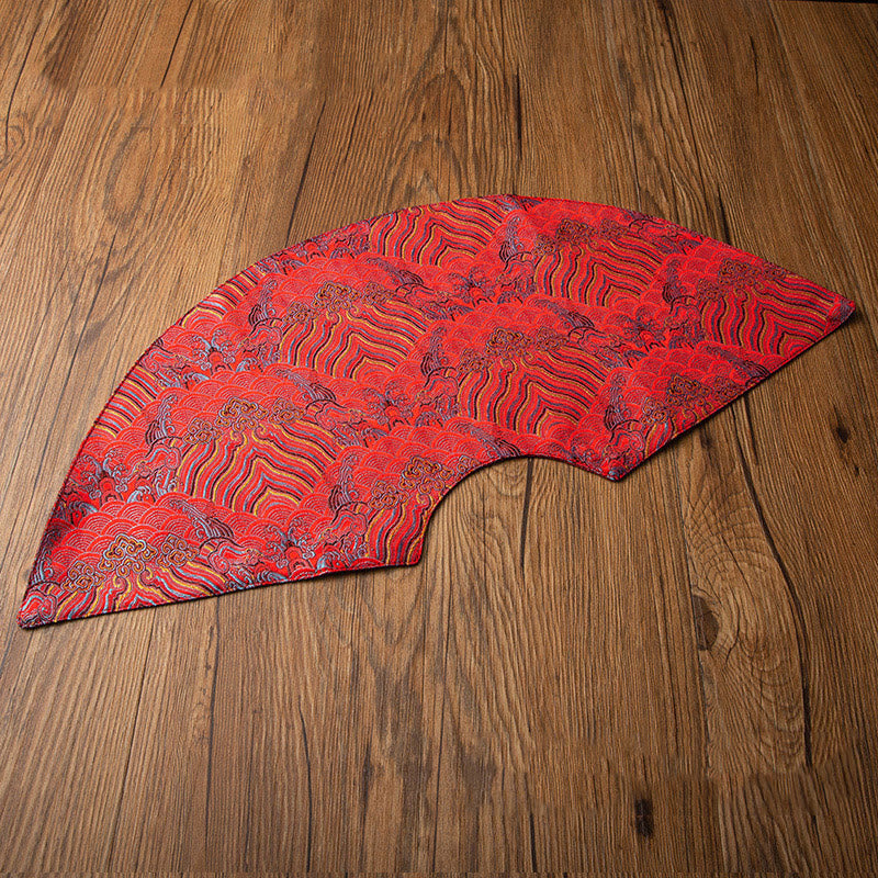 Vintage Sea Wave Bamboo Plum Blossom Embroidered Cup Mat Pad Tea Cup Coaster Kung Fu Tea Mat