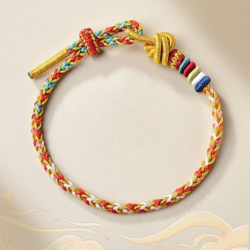 Handcrafted Colorful Gold Braid Rope Bracelet for Energetic Balance
