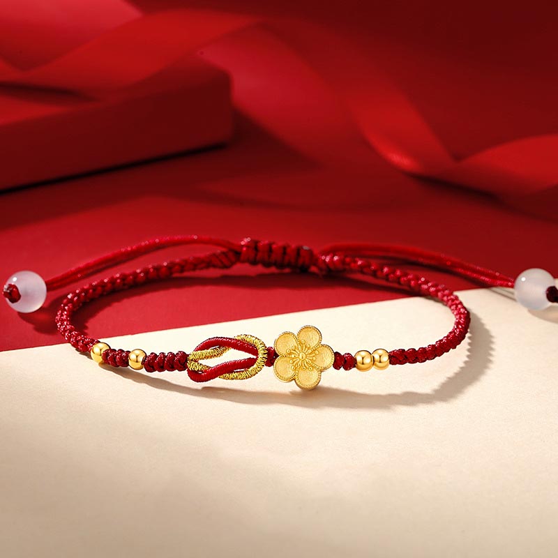 Handmade 925 Sterling Silver Cherry Blossoms Sakura Chalcedony Luck Bracelet