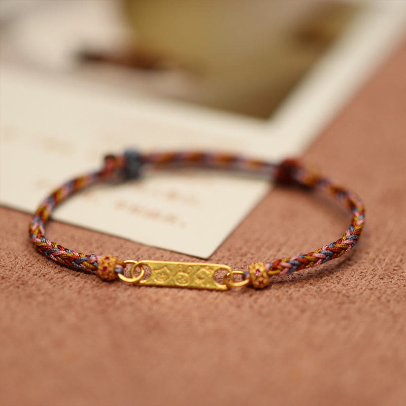 Handmade 925 Sterling Silver & Gold Plated Braided Red String Jade Sandalwood Bracelet