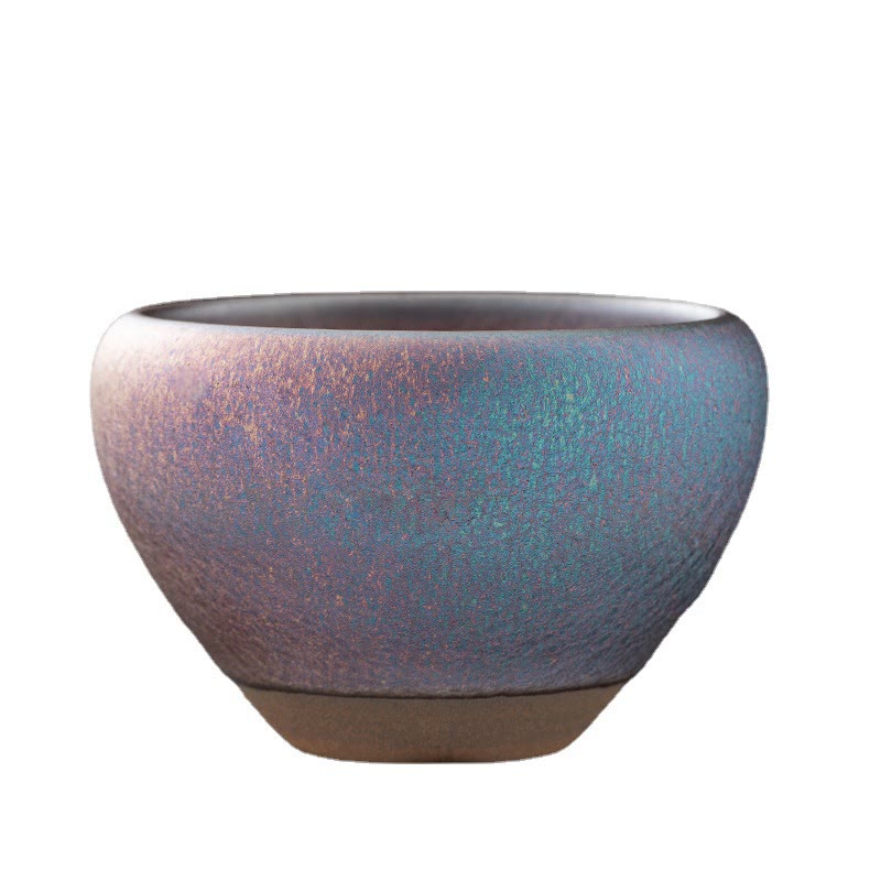 Vintage Purple Rainbow Chinese Jianzhan Kiln Change Porcelain Teacup Kung Fu Tea Cup