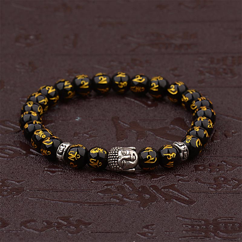 Handmade Tibetan Om Mani Padme Hum Mantra & Buddha Amulet Bracelet