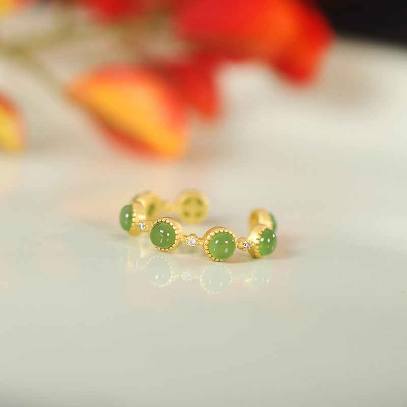 Cyan Jade Healing Calm Adjustable Ring