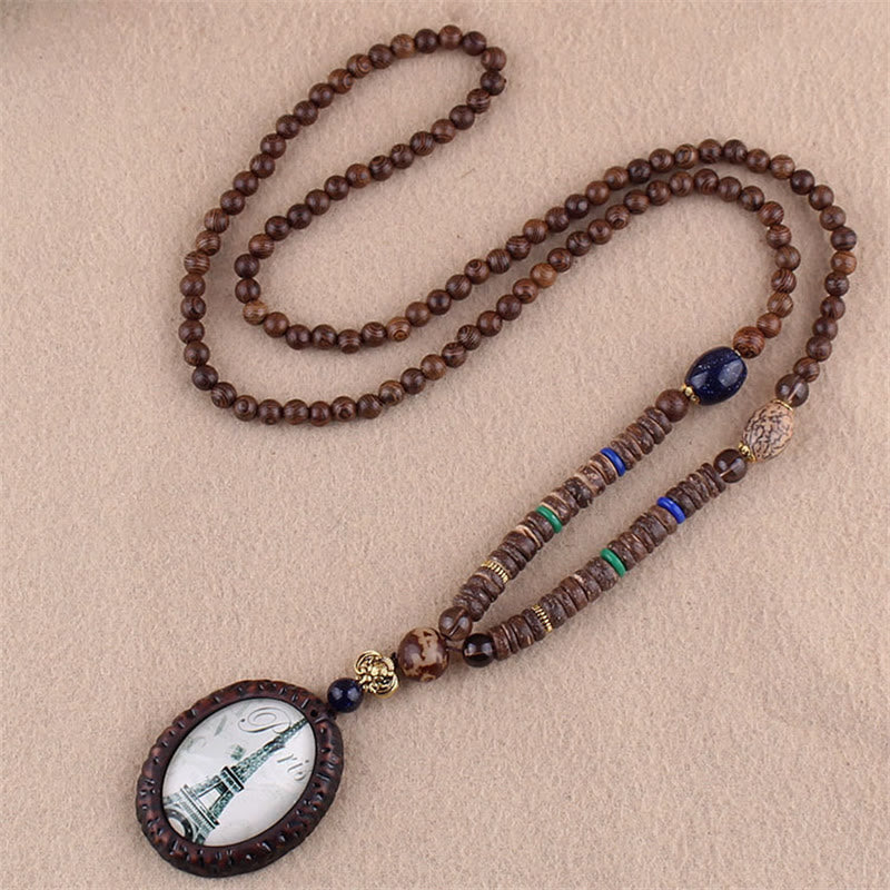 Tibetan Wenge Wood Bodhi Seed Agate Elephant Protection Necklace Pendant (Extra 40% Off | USE CODE: FS40)
