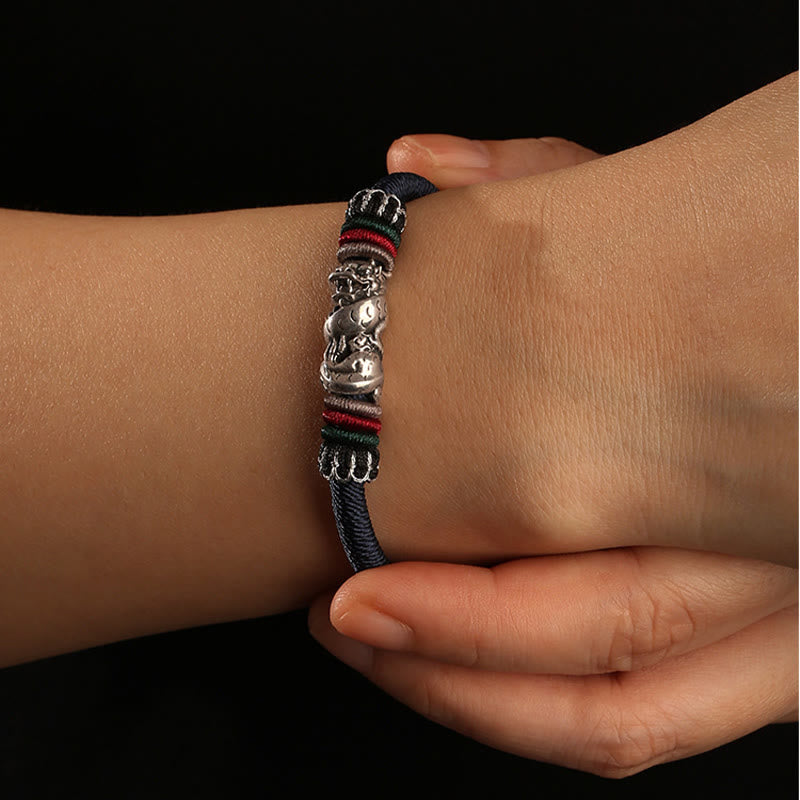 Handmade 925 Sterling Silver Year Of The Dragon Auspicious Dragon Luck Rope Bracelet