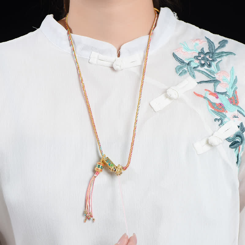 Colorful String Copper Wealth Necklace Pendant