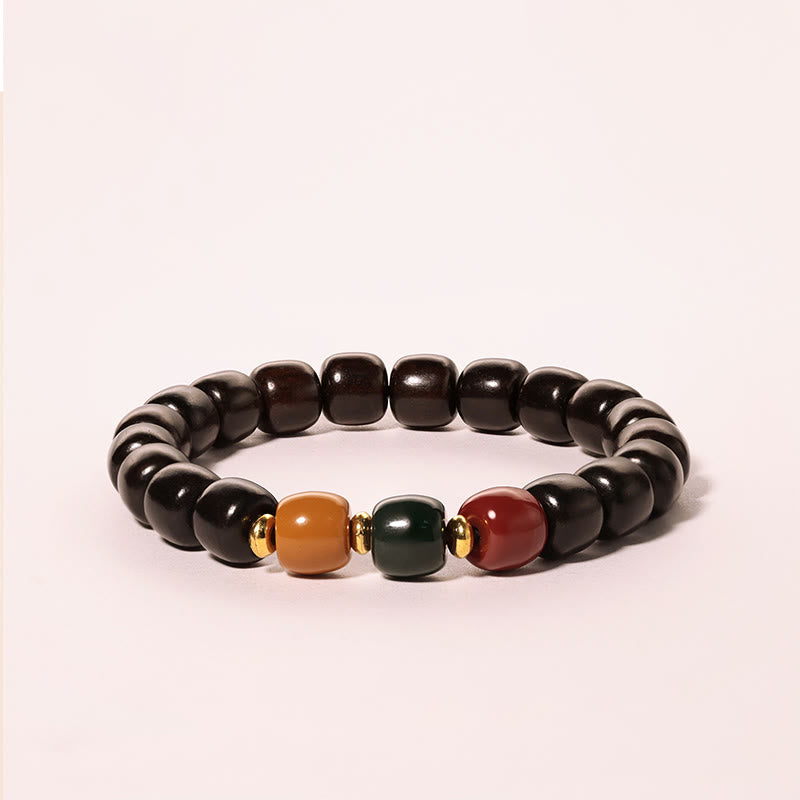 Handmade Natural Wood & Copper Beaded Meditation Bracelet
