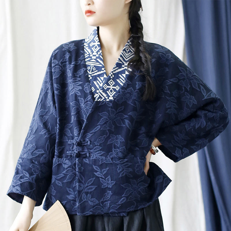 Cotton Jacquard V-Neck Mindful Meditation Jacket