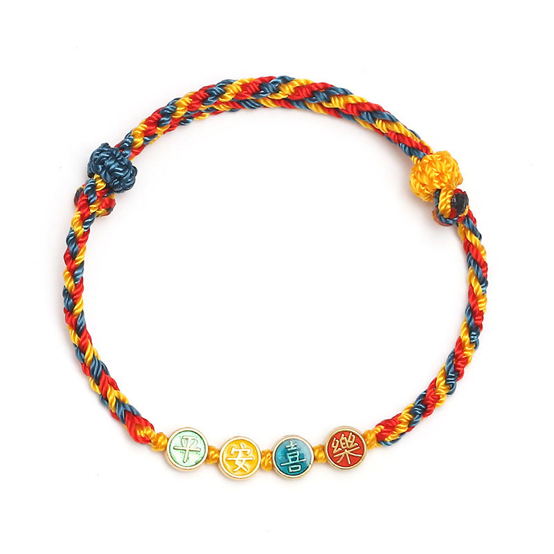 Handmade Dunhuang Art Inspired Vibrant Braided String Bracelet