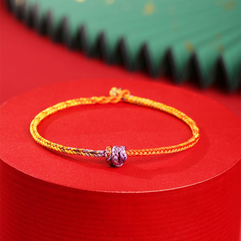 Handcrafted Purple Gold and Red Braided Rope Bracelet