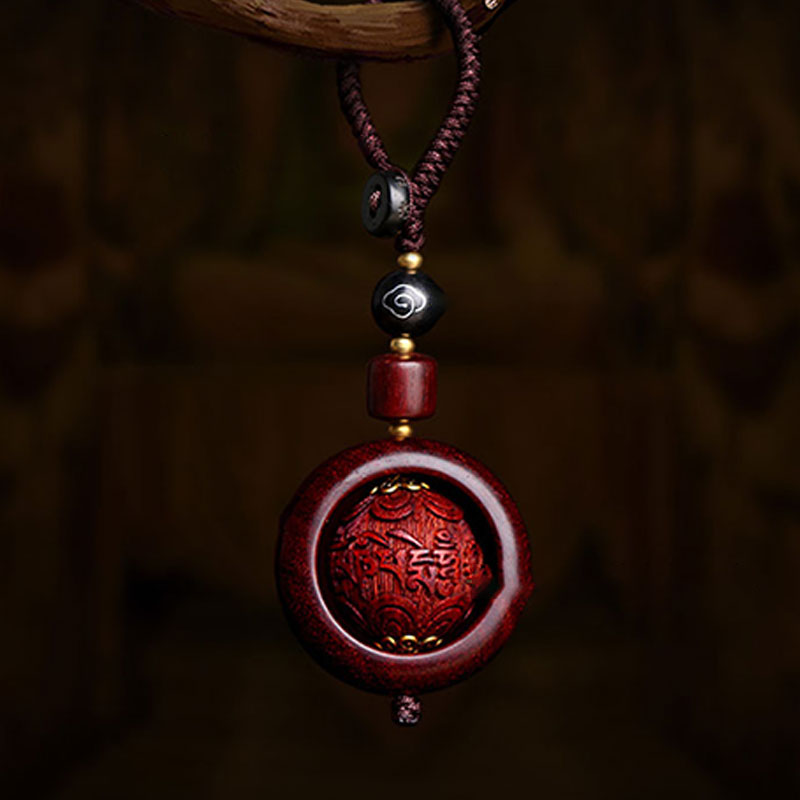 Tibetan Small Leaf Red Sandalwood Ebony Luck Protection Rotation Decoration
