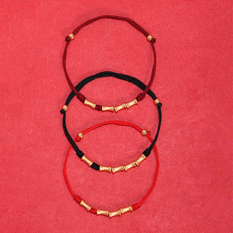 925 Sterling Silver Bamboo Design Protection Luck Braided Bracelet