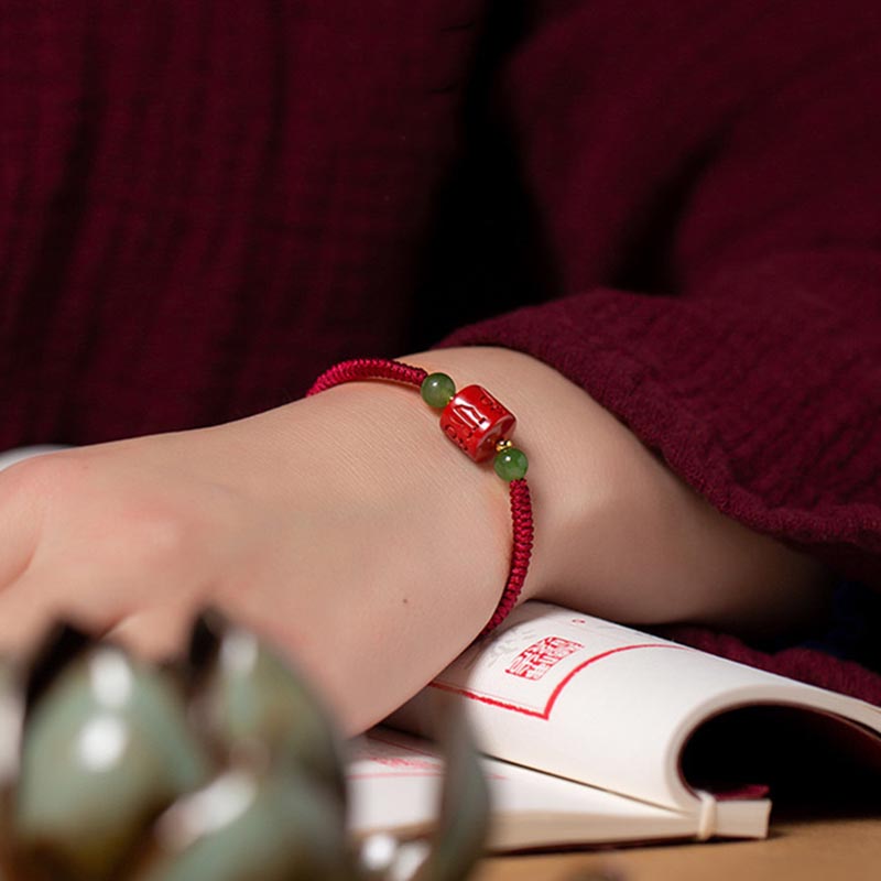 Braided Cinnabar Om Mani Padme Hum Mantra Red String Bracelet